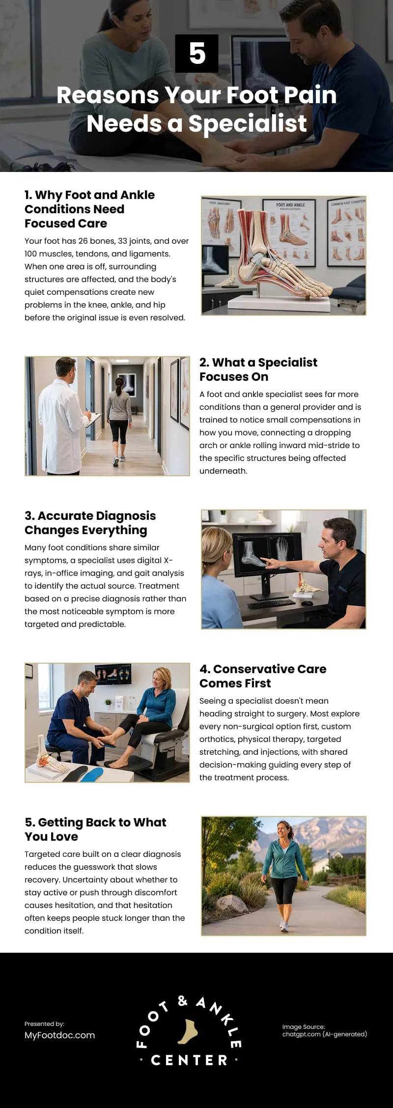 5 Reasons Your Foot Pain Needs a Specialist Infographic 5 Reasons Your Foot Pain Needs a Specialist Infographic