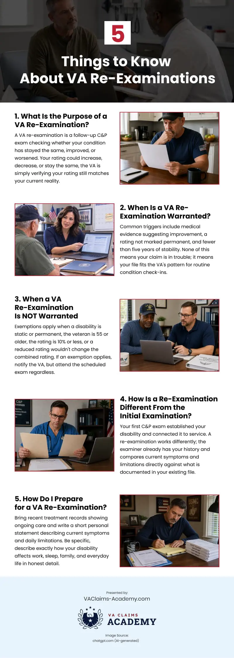 5 Things to Know About VA Re-Examinations Infographic