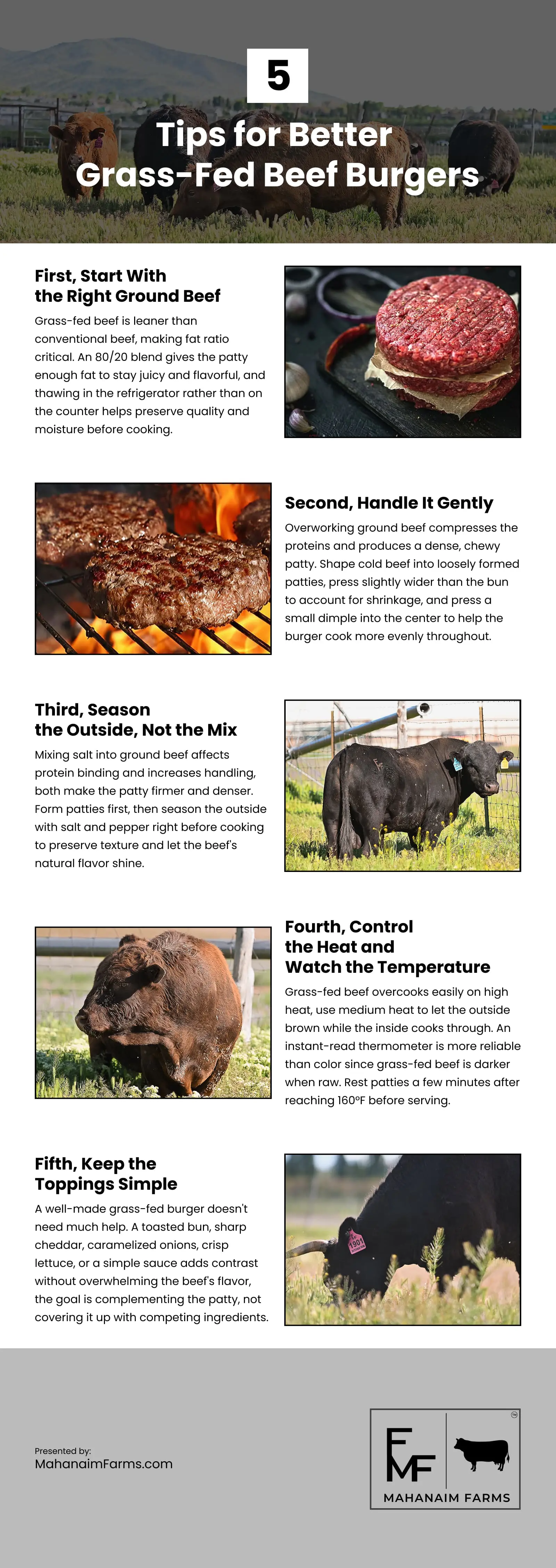 5 Tips for Better Grass-Fed Beef Burgers Infographic 5 Tips for Better Grass-Fed Beef Burgers Infographic