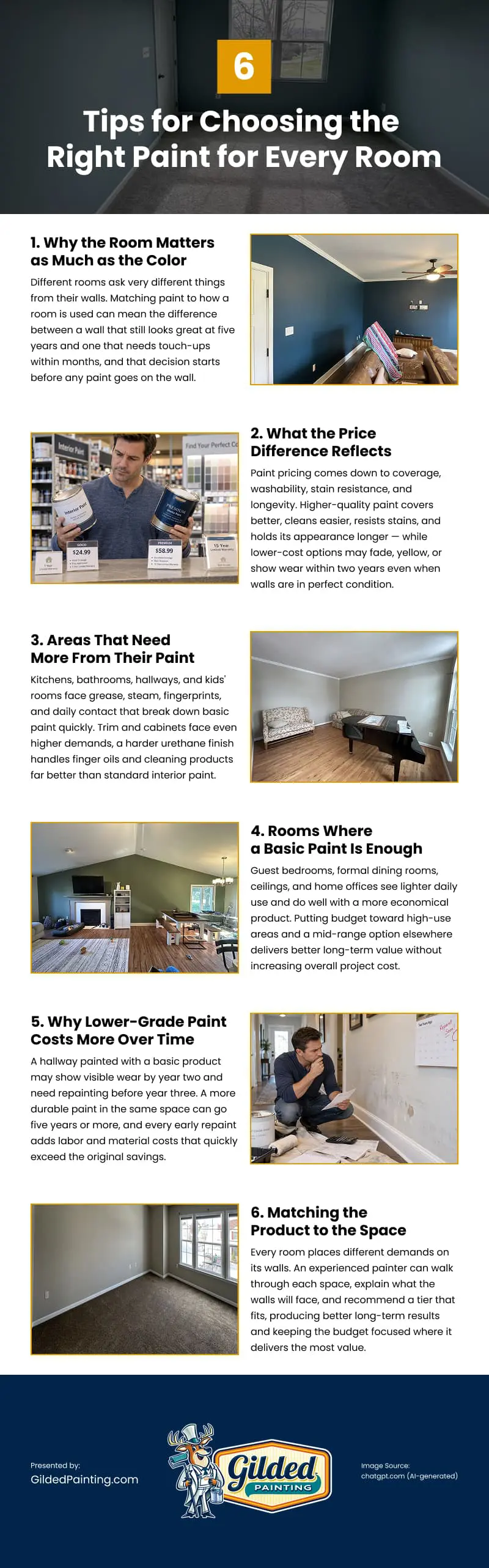 6 Tips for Choosing the Right Paint for Every Room Infographic