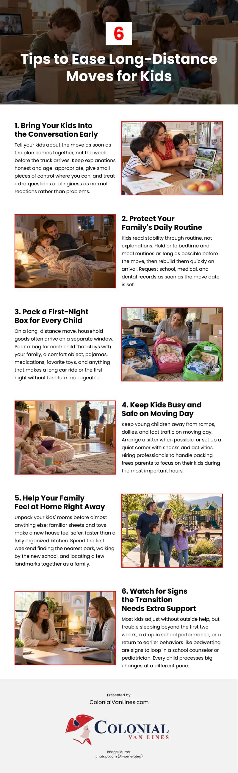 6 Tips to Ease Long-Distance Moves for Kids Infographic 6 Tips to Ease Long-Distance Moves for Kids Infographic