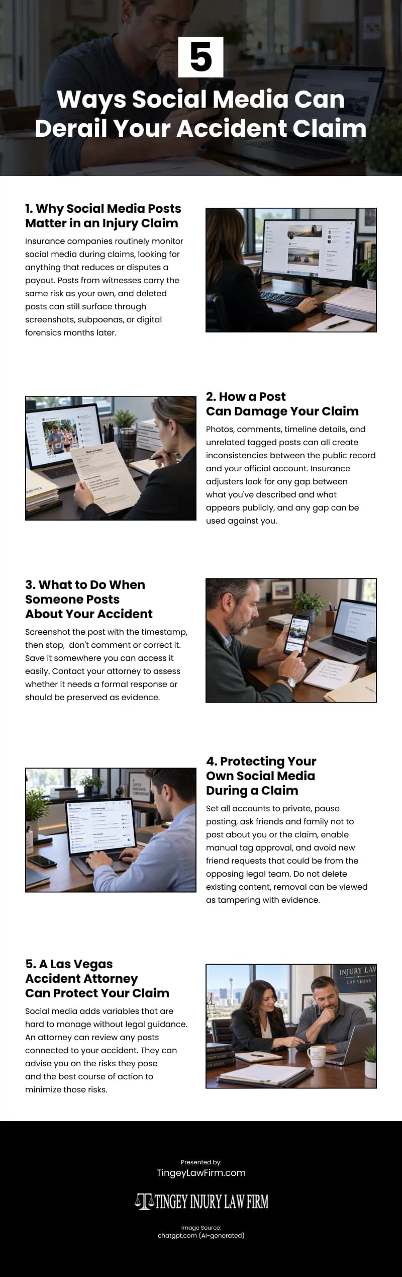 5 Ways Social Media Can Derail Your Accident Claim Infographic
