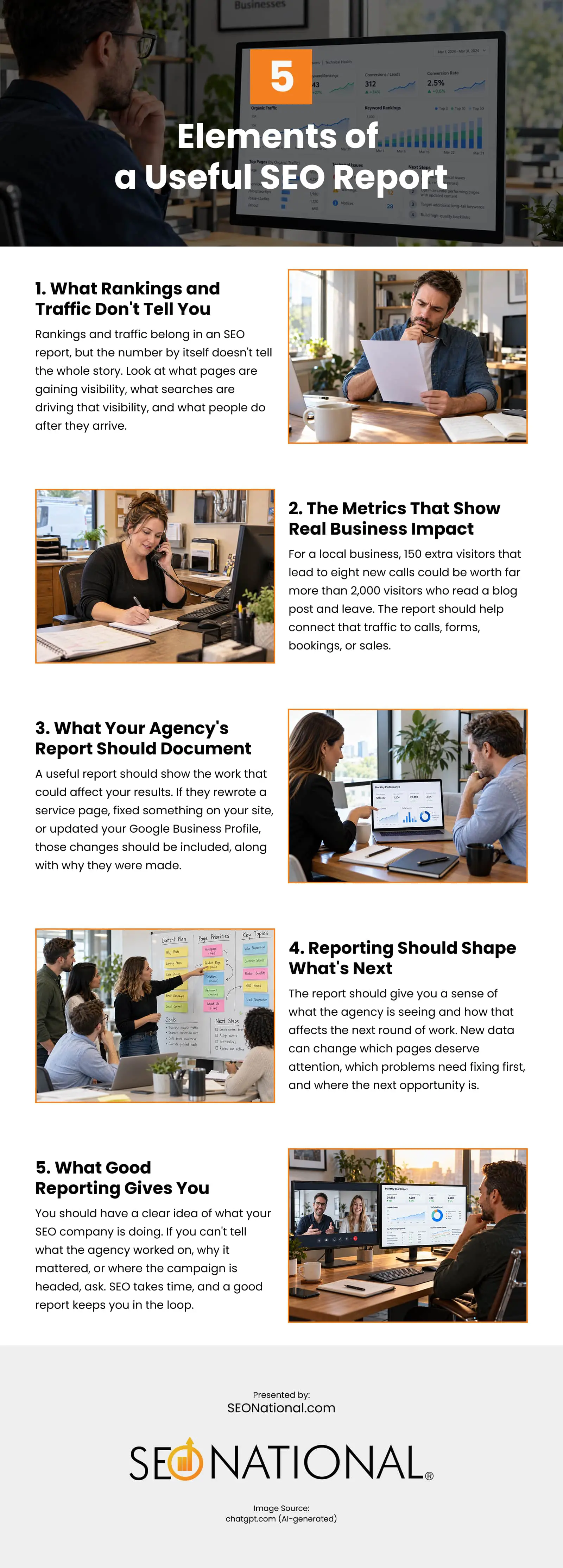 5 Elements of a Useful SEO Report Infographic 5 Elements of a Useful SEO Report Infographic
