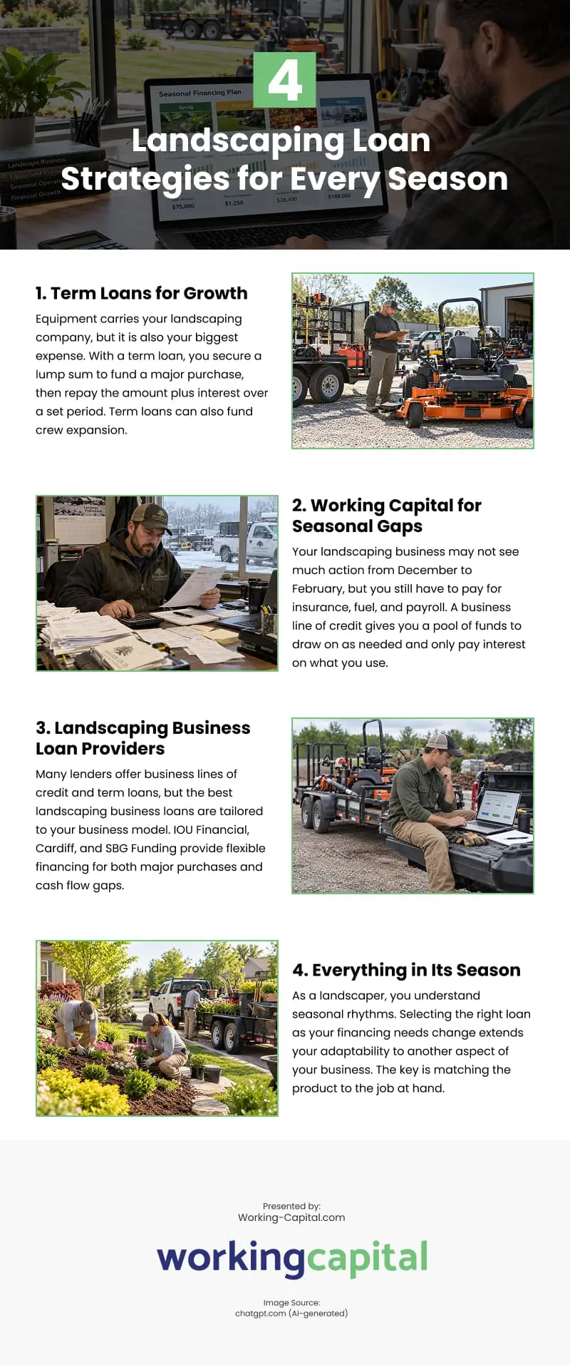 4 Landscaping Loan Strategies for Every Season Infographic 4 Landscaping Loan Strategies for Every Season Infographic