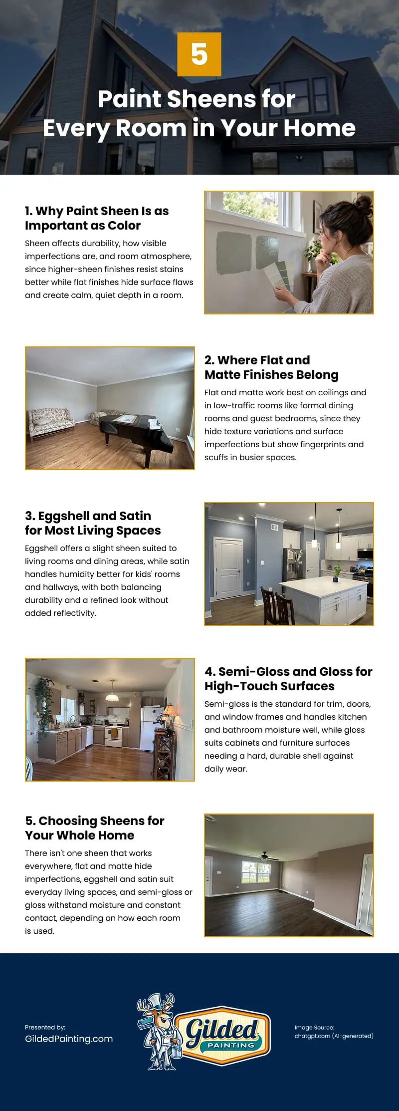 5 Paint Sheens for Every Room in Your Home Infographic 5 Paint Sheens for Every Room in Your Home Infographic