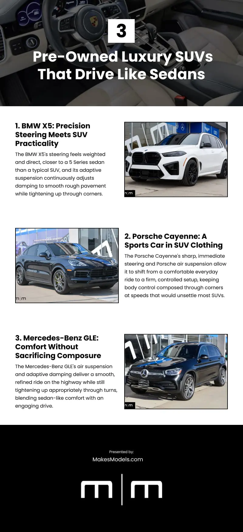 3 Pre-Owned Luxury SUVs That Drive Like Sedans Infographic 3 Pre-Owned Luxury SUVs That Drive Like Sedans Infographic