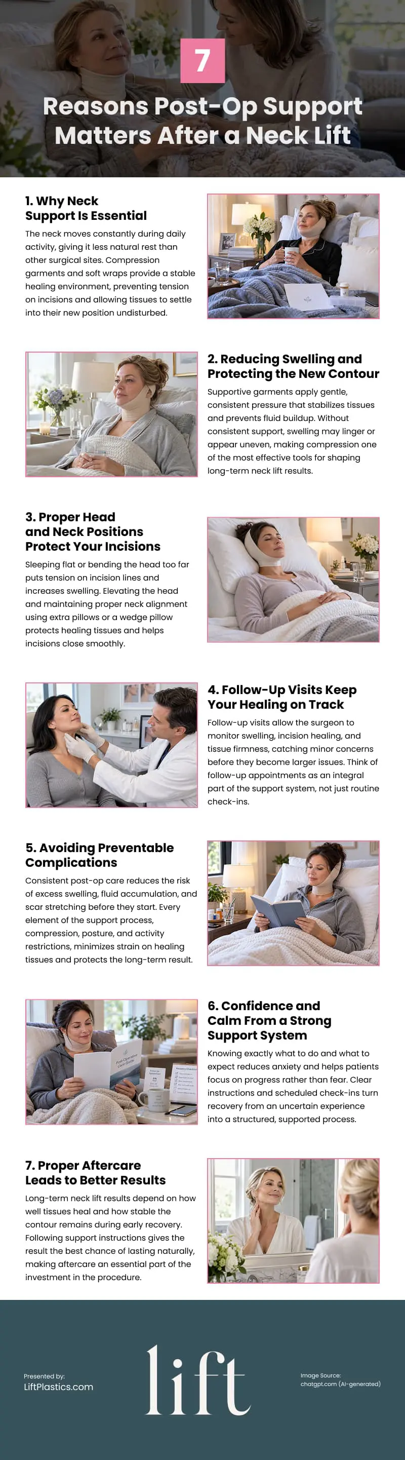 7 Reasons Post-Op Support Matters After a Neck Lift Infographic 7 Reasons Post-Op Support Matters After a Neck Lift Infographic