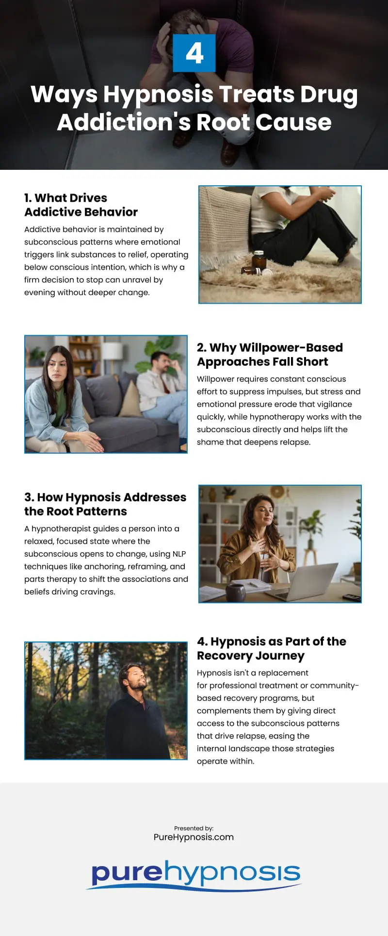 4 Ways Hypnosis Treats Drug Addiction's Root Cause Infographic 4 Ways Hypnosis Treats Drug Addiction's Root Cause Infographic