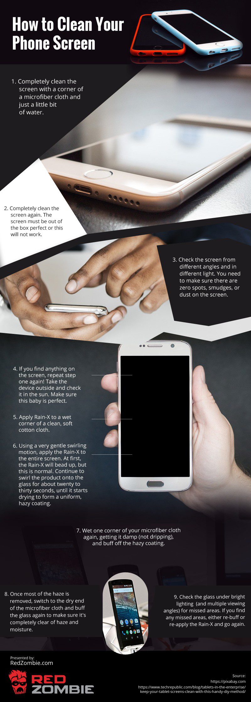 How to Clean Your Phone Screen Infographic How to Clean Your Phone Screen Infographic