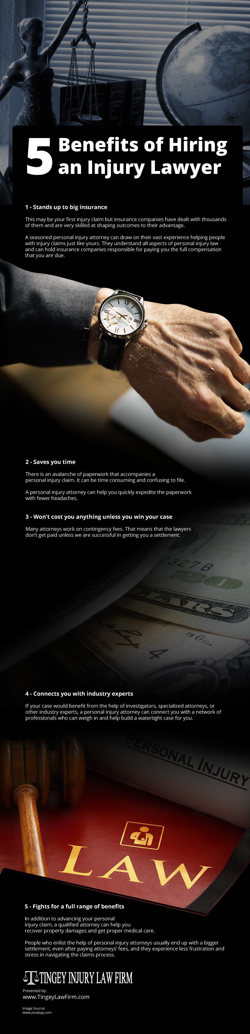 5 Benefits of Hiring an Injury Lawyer Infographic 5 Benefits of Hiring an Injury Lawyer Infographic