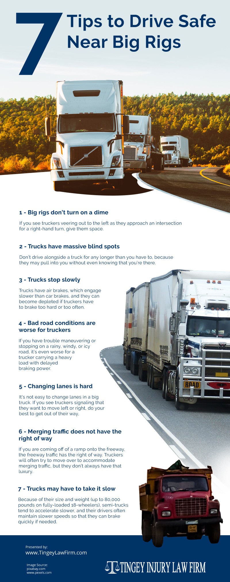 7 Tips to Drive Safe Near Big Rigs Infographic