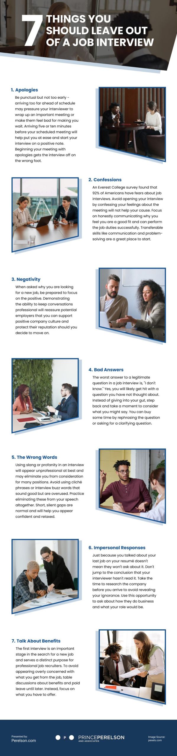 7 Things You Should Leave Out of a Job Interview Infographic