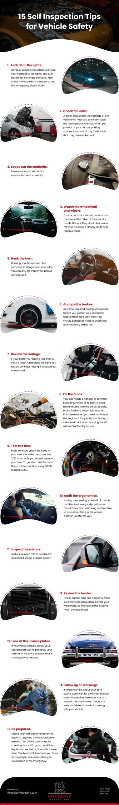15 Self Inspection Tips for Vehicle Safety Infographic