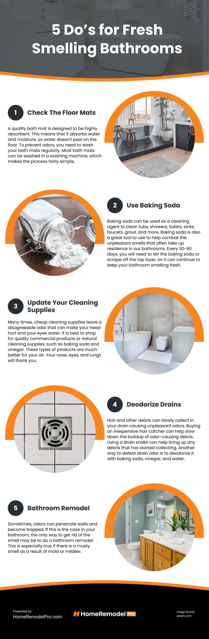 5 Do's for Fresh Smelling Bathrooms Infographic