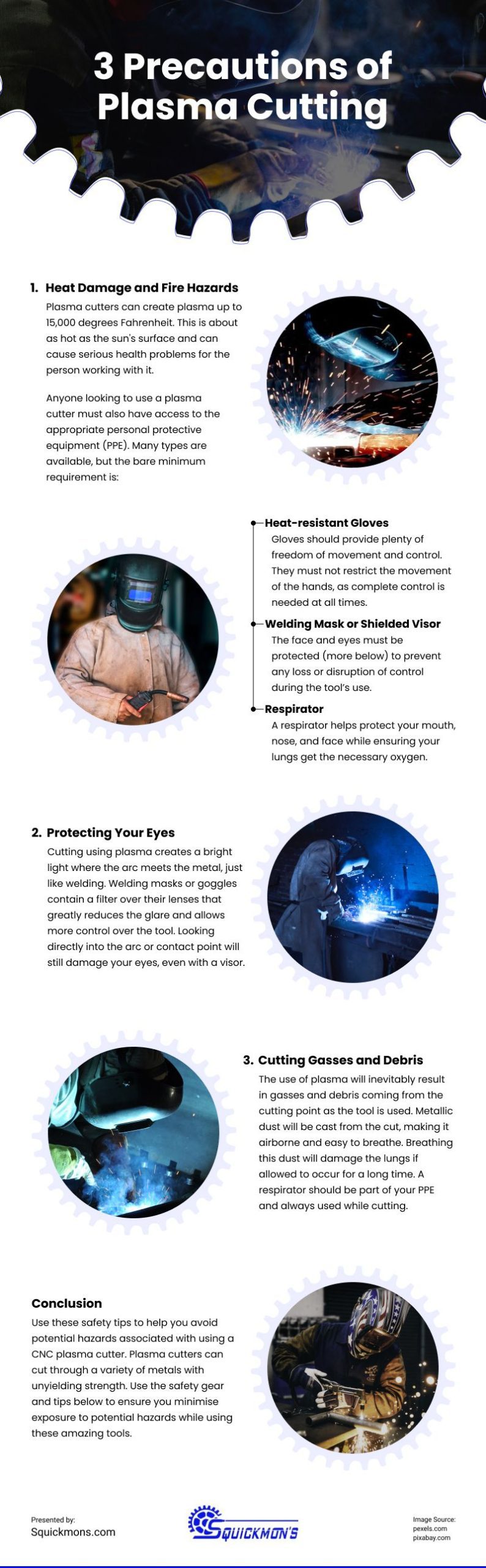 3 Precautions of Plasma Cutting Infographic