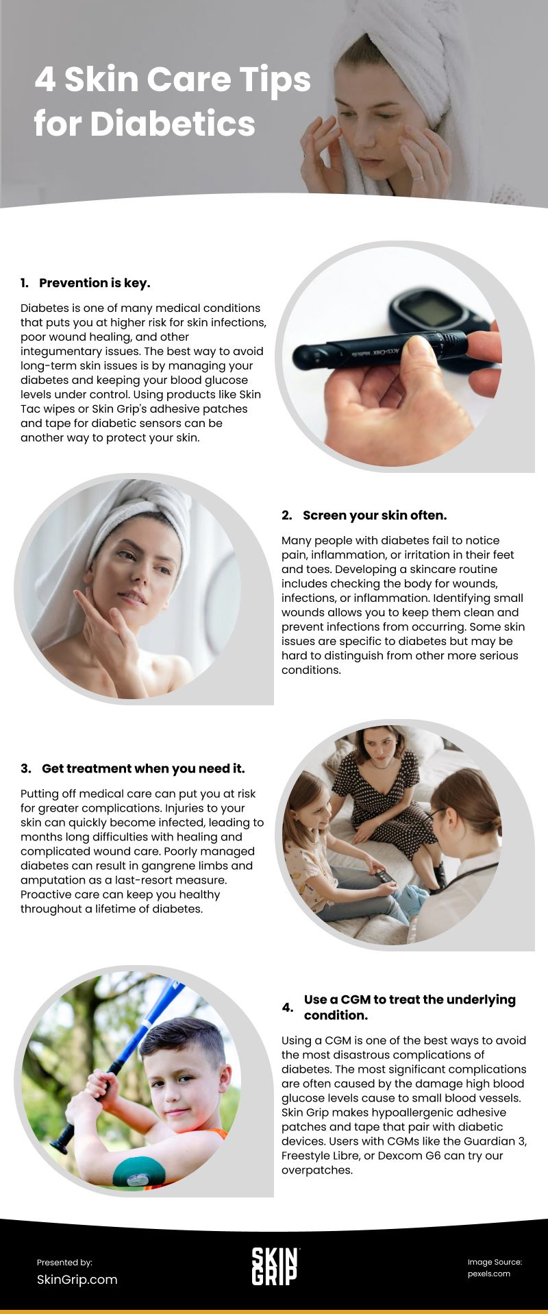 4 Skin Care Tips for Diabetics Infographic