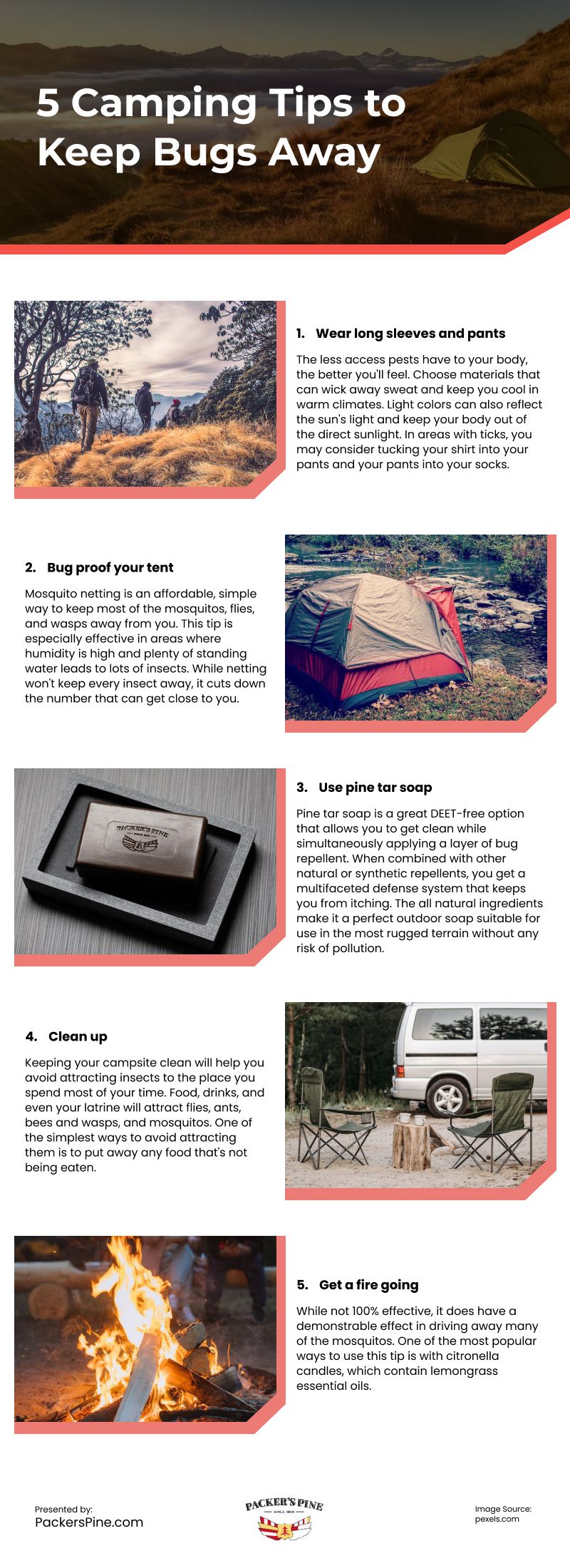 5 Camping Tips to Keep Bugs Away Infographic