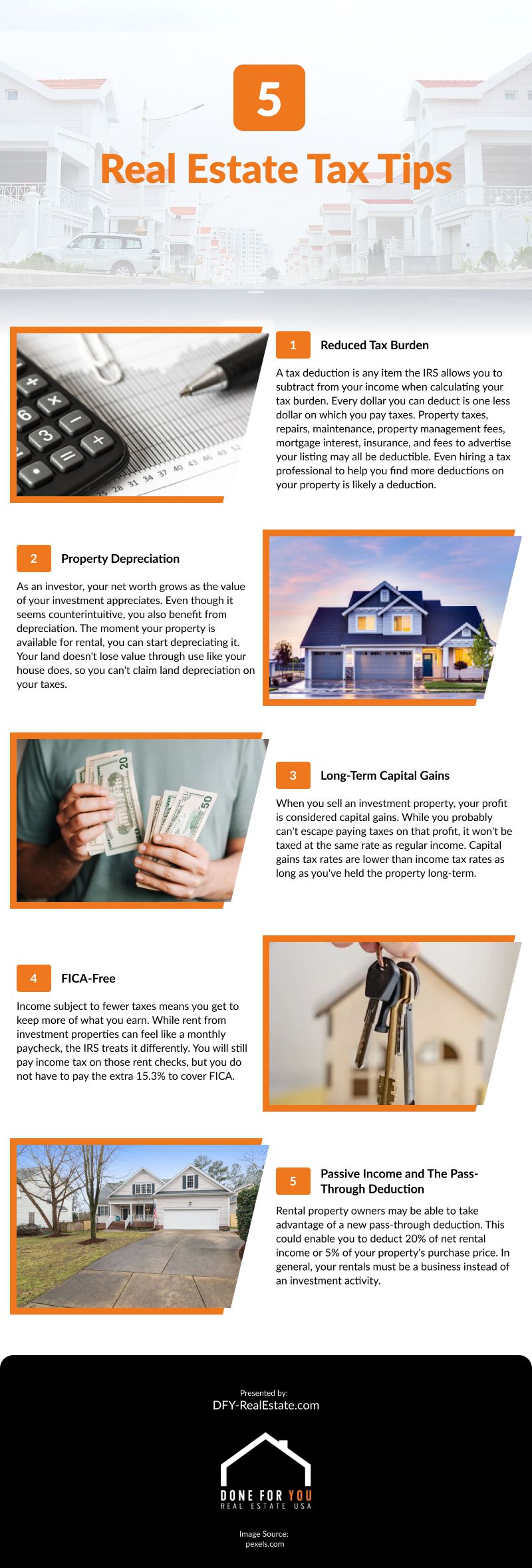 5 Real Estate Tax Tips Infographic