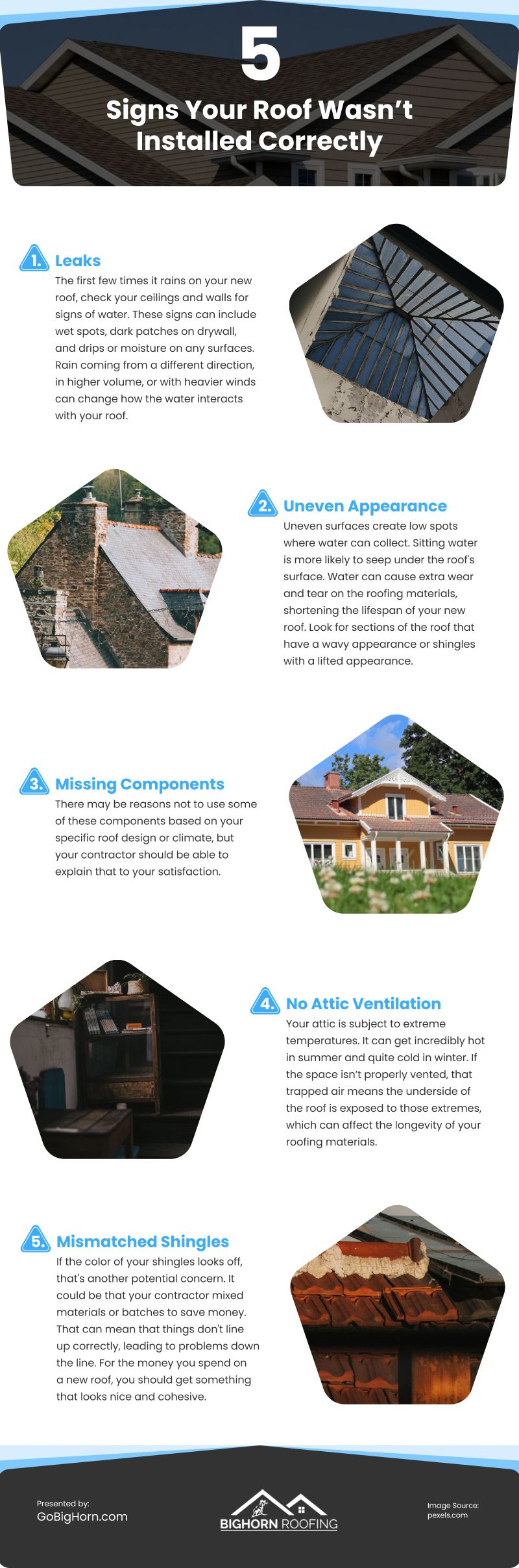 5 Signs Your Roof Wasn't Installed Correctly Infographic