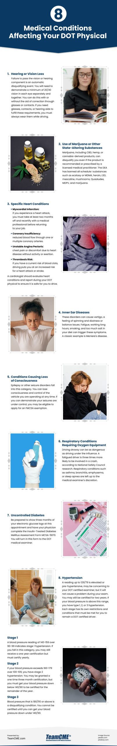 8 Medical Conditions Affecting Your DOT Physical Infographic