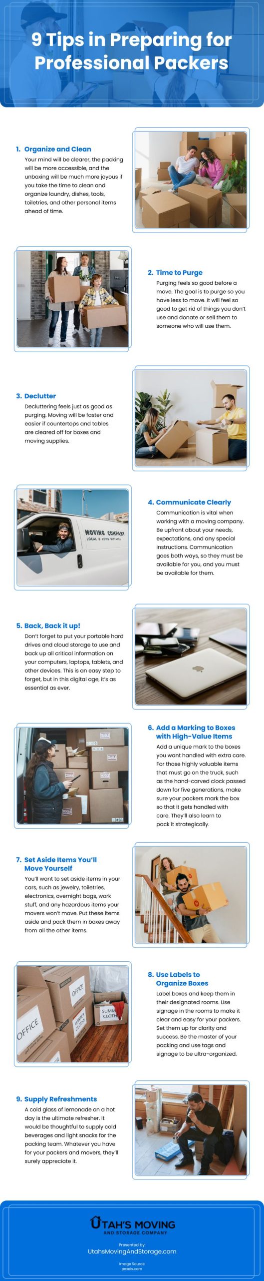 9 Tips in Preparing for Professional Packers Infographic