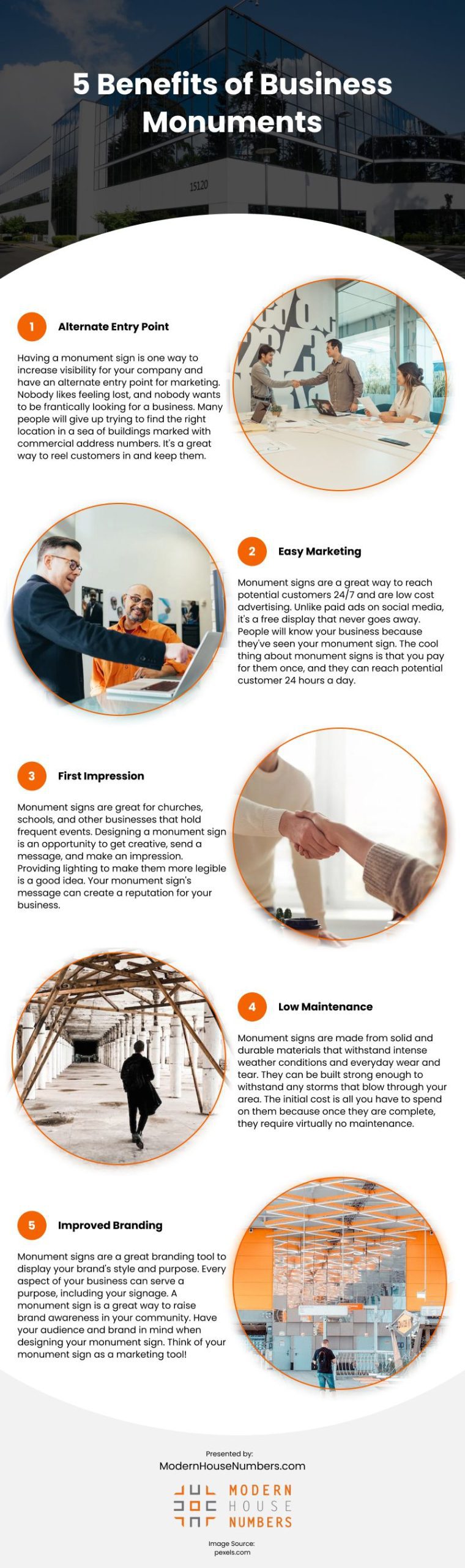 5 Benefits of Business Monuments Infographic