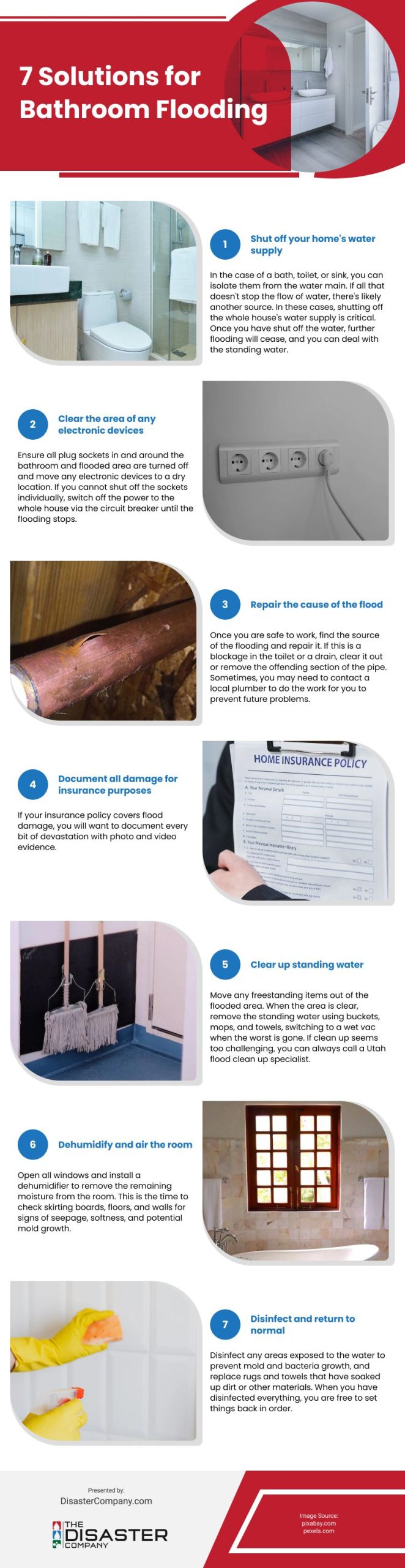 7 Solutions for Bathroom Flooding Infographic
