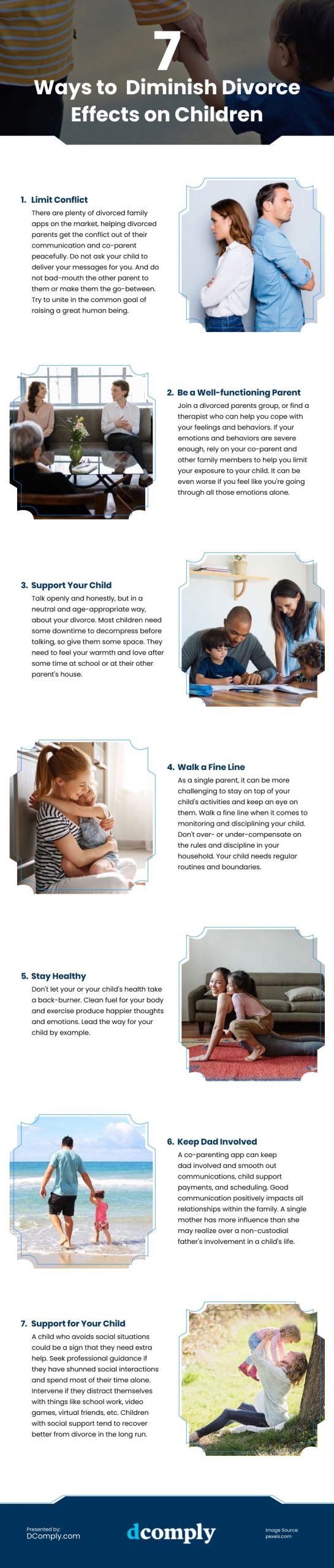 7 Ways to Diminish Divorce Effects on Children Infographic