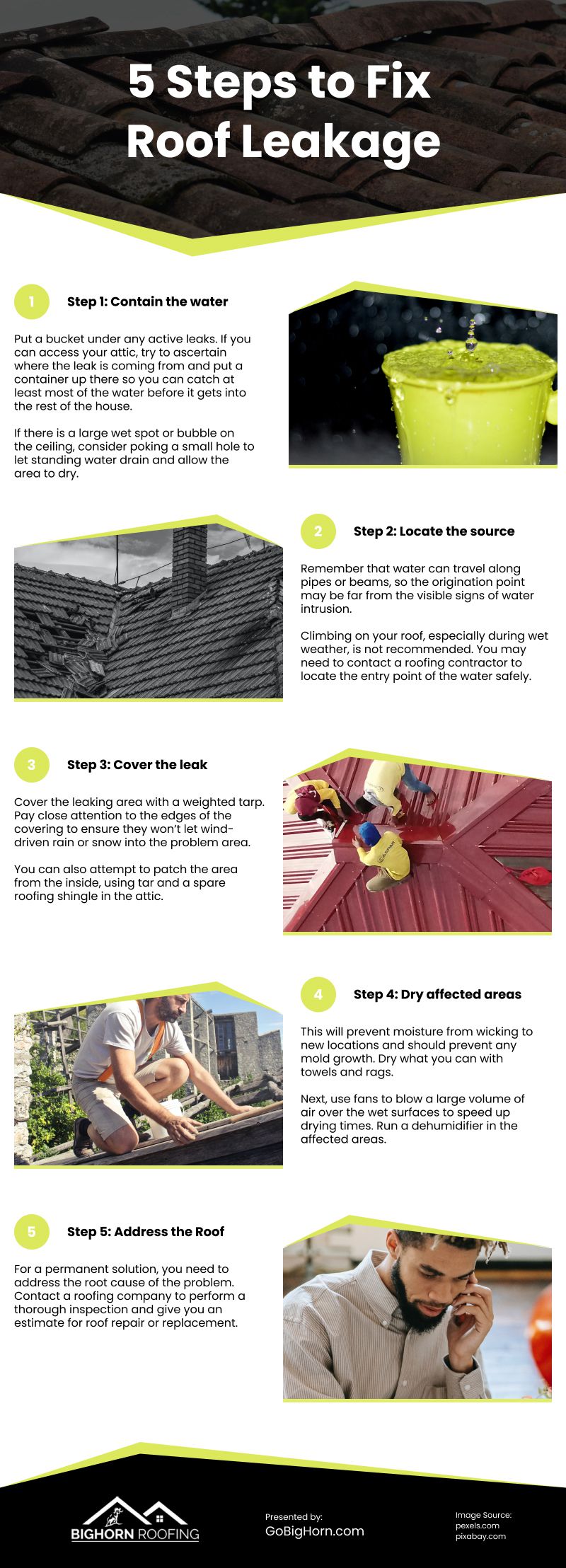 5 Steps to Fix Roof Leakage Infographic
