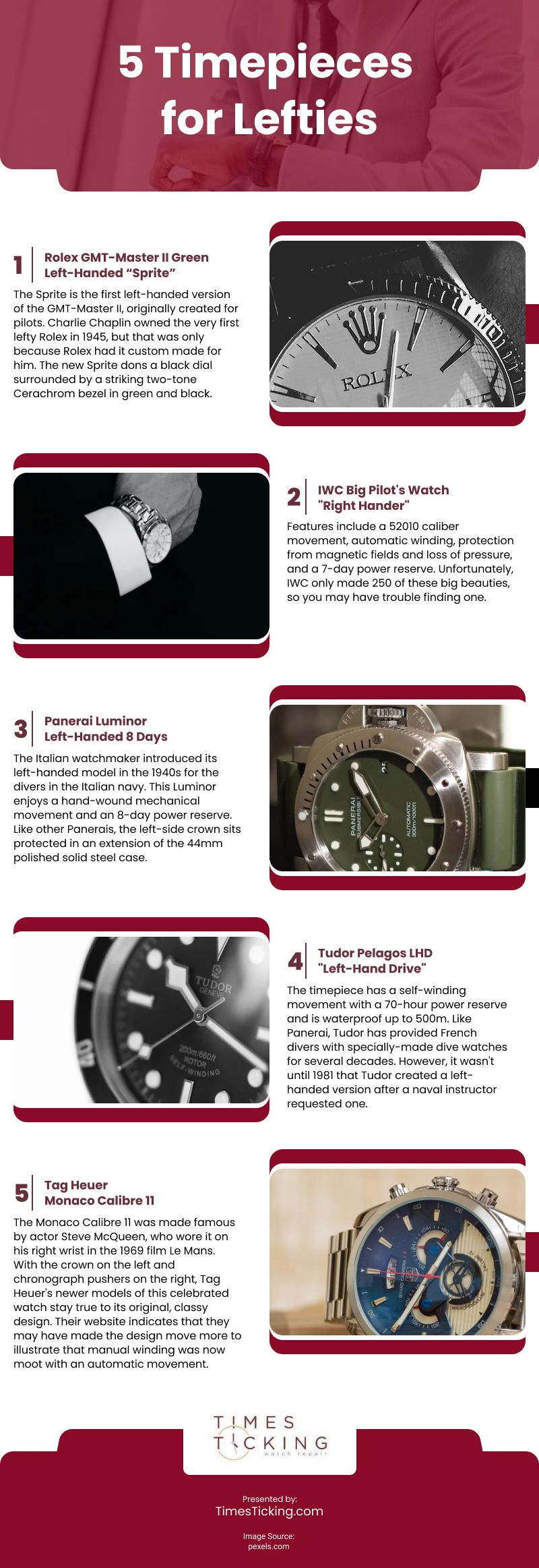 5 Timepieces for Lefties Infographic