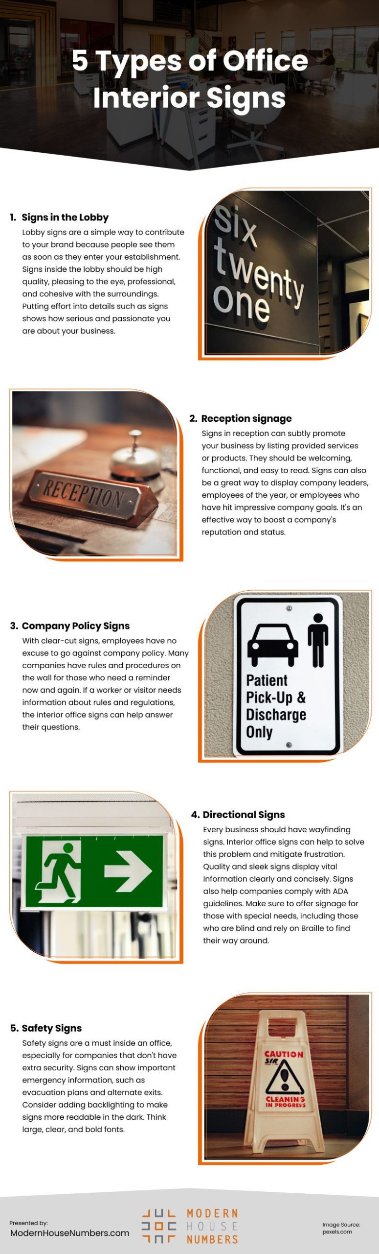 5 Types of Office Interior Signs Infographic