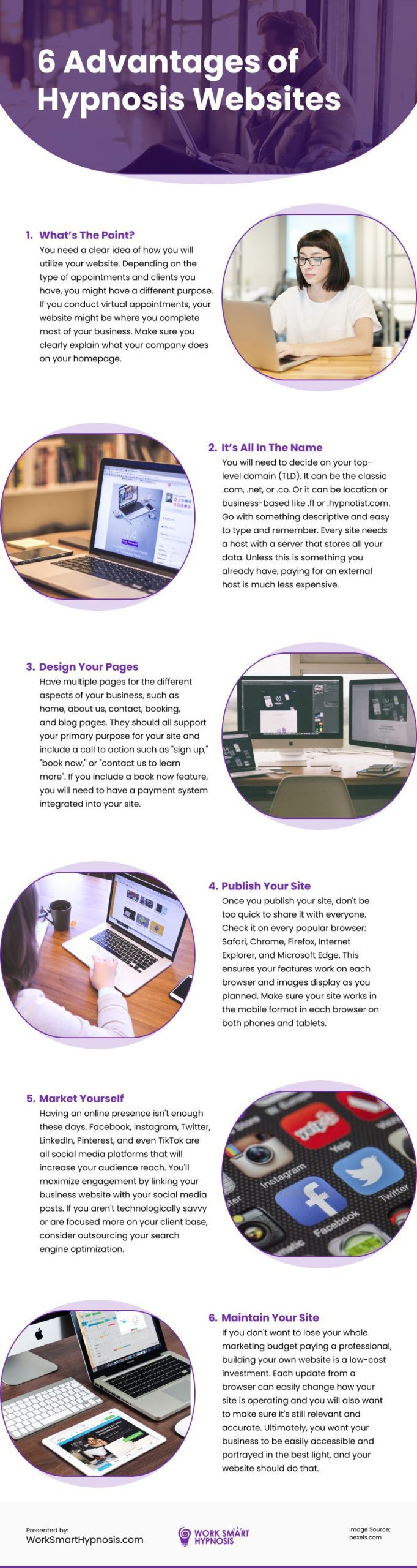 6 Advantages of Hypnosis Websites Infographic