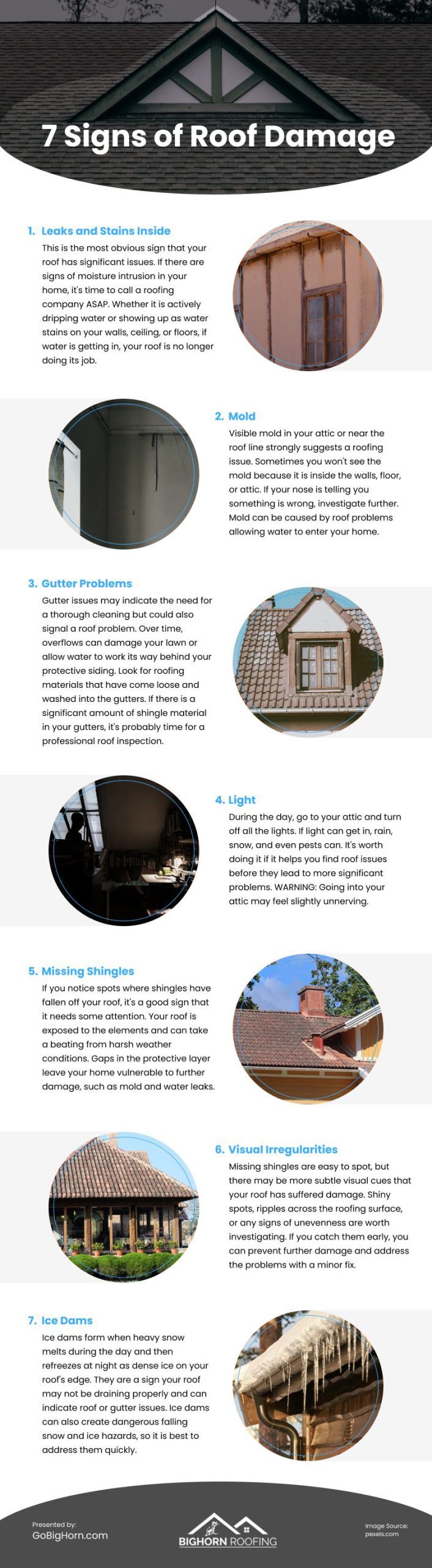 7 Signs of Roof Damage Infographic