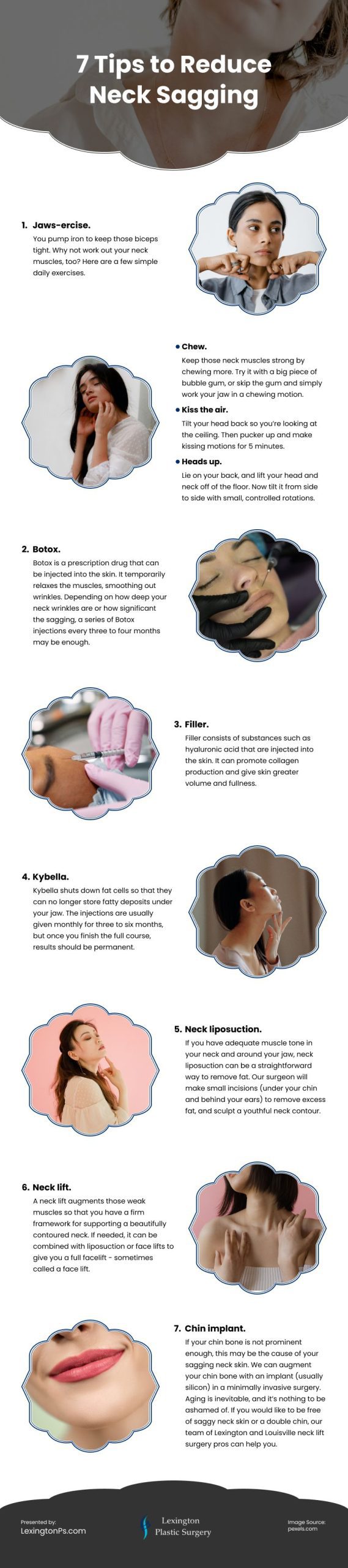 7 Tips to Reduce Neck Sagging Infographic