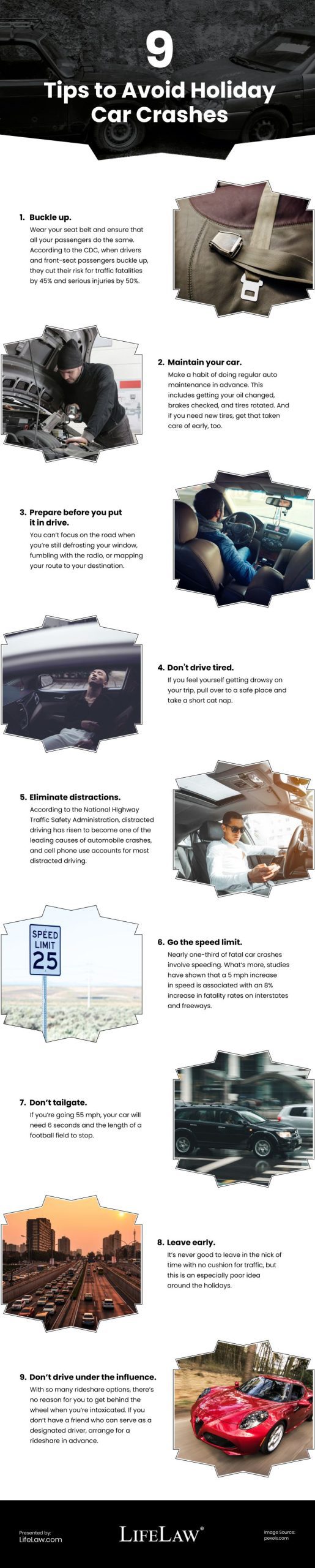 9 Tips to Avoid Holiday Car Crashes Infographic