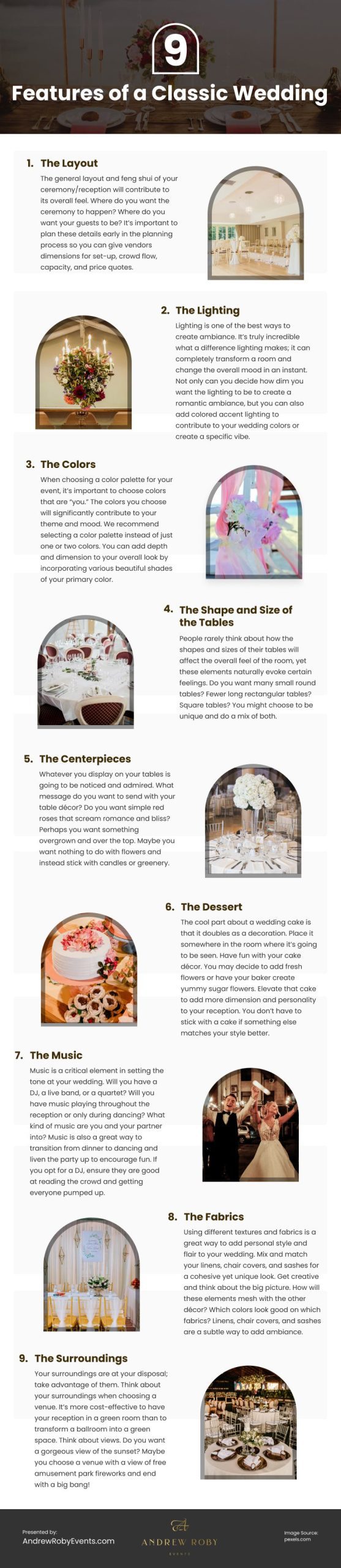 9 Features of a Classic Wedding Infographic