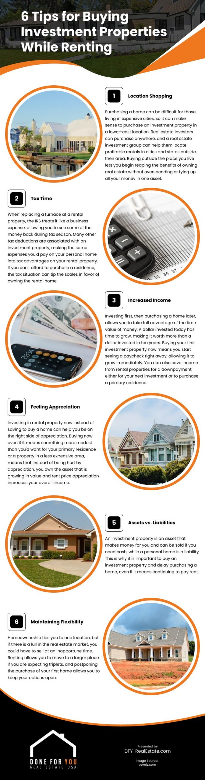6 Tips for Buying Investment Properties While Renting Infographic
