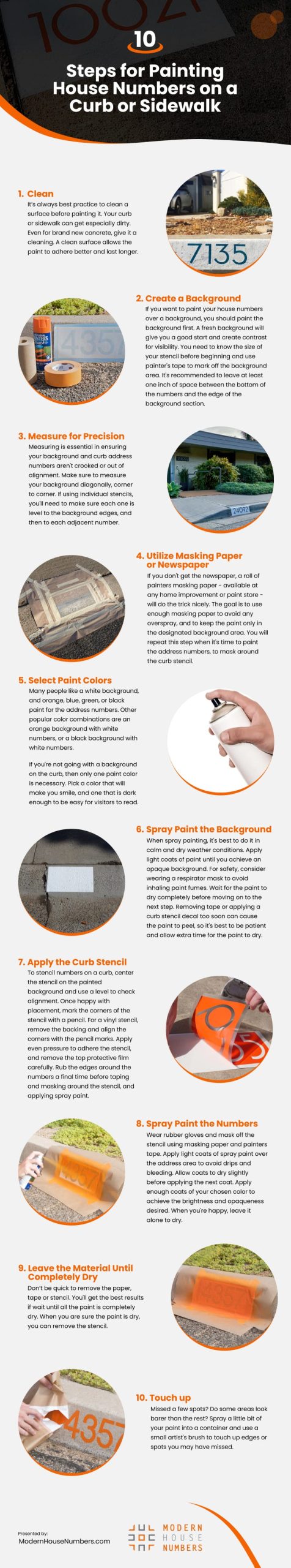 10 Steps for Painting House Numbers on a Curb or Sidewalk Infographic