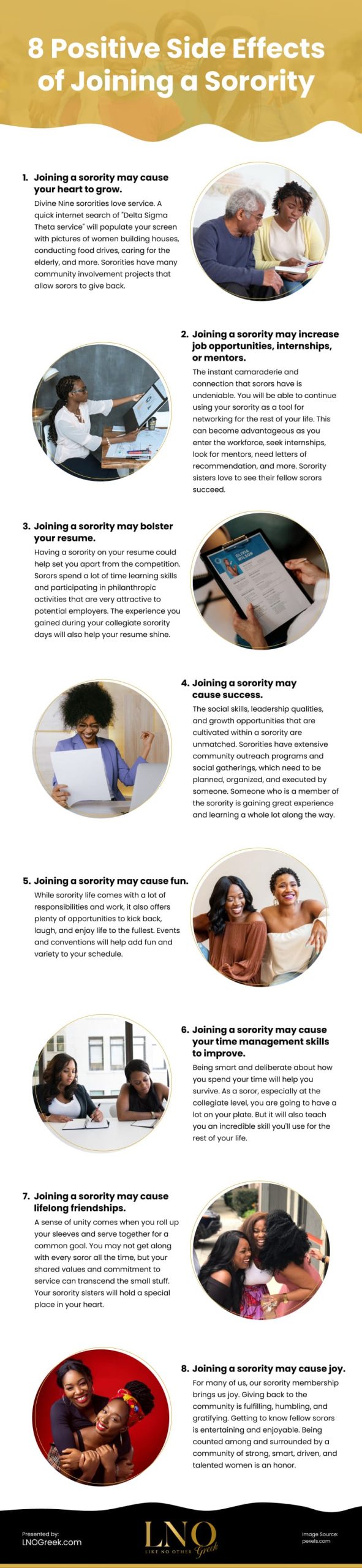8 Positive Side Effects of Joining a Sorority Infographic