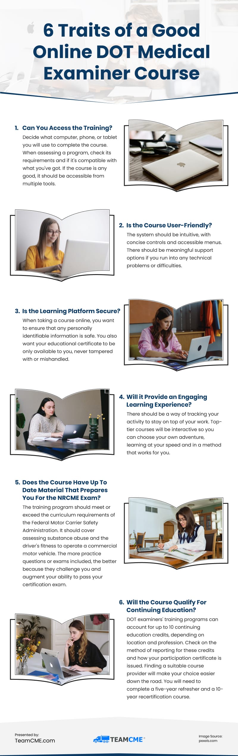 6 Traits of a Good Online DOT Medical Examiner Course Infographic