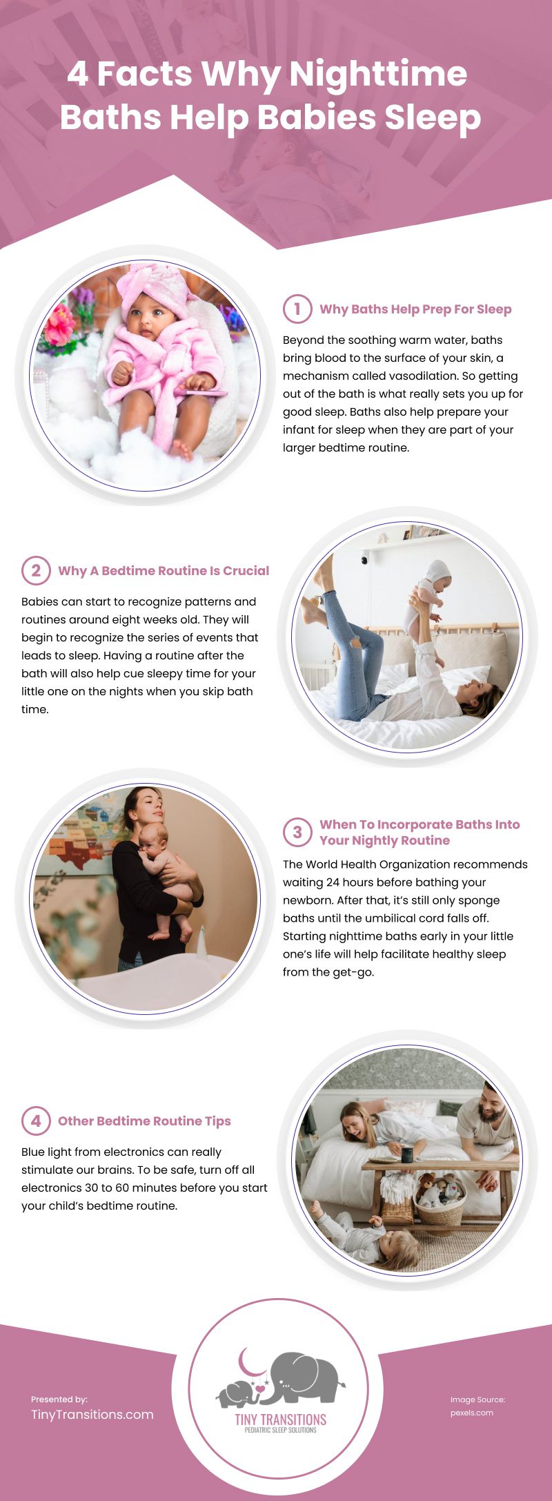 4 Facts Why Nighttime Baths Help Babies Sleep Infographic