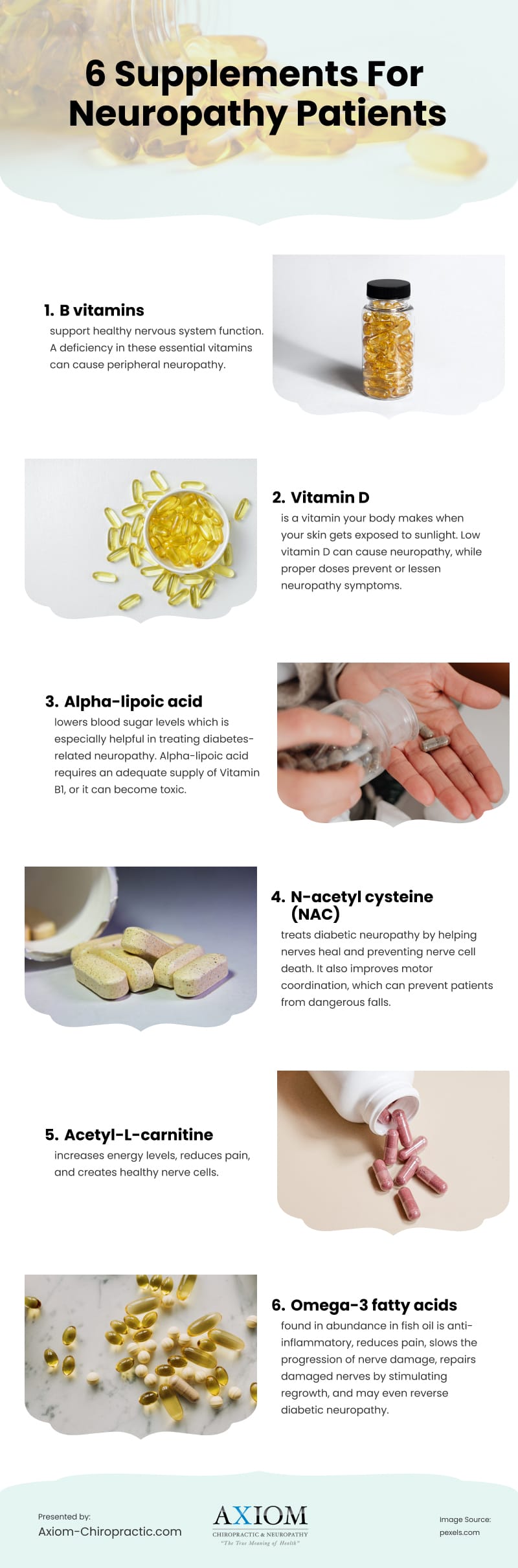 6 Supplements For Neuropathy Patients Infographic