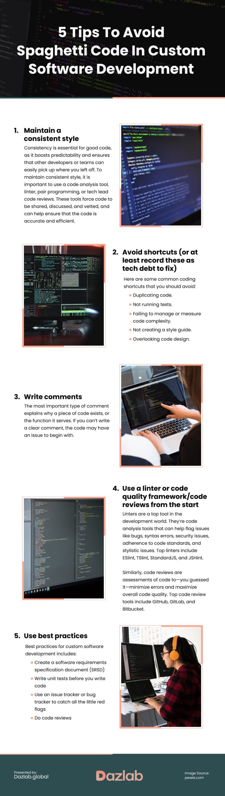 5 Tips To Avoid Spaghetti Code In Custom Software Development Infographic
