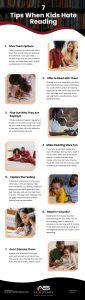 7 Tips When Kids Hate Reading Infographic