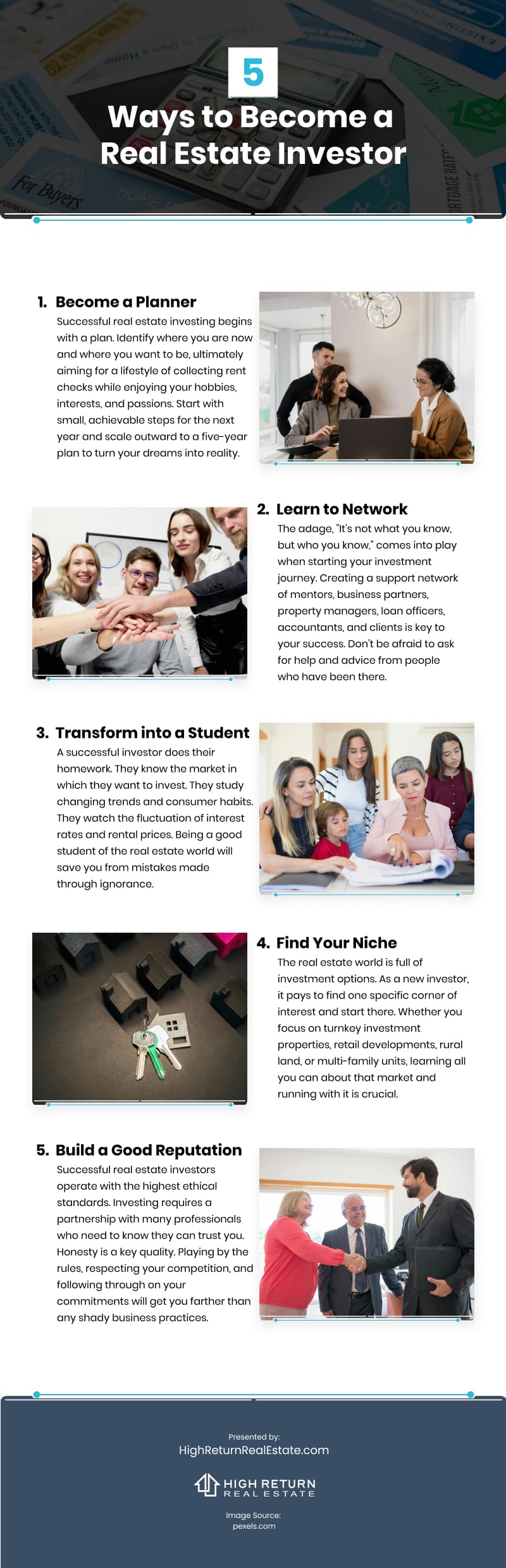5 Ways to Become a Real Estate Investor Infographic