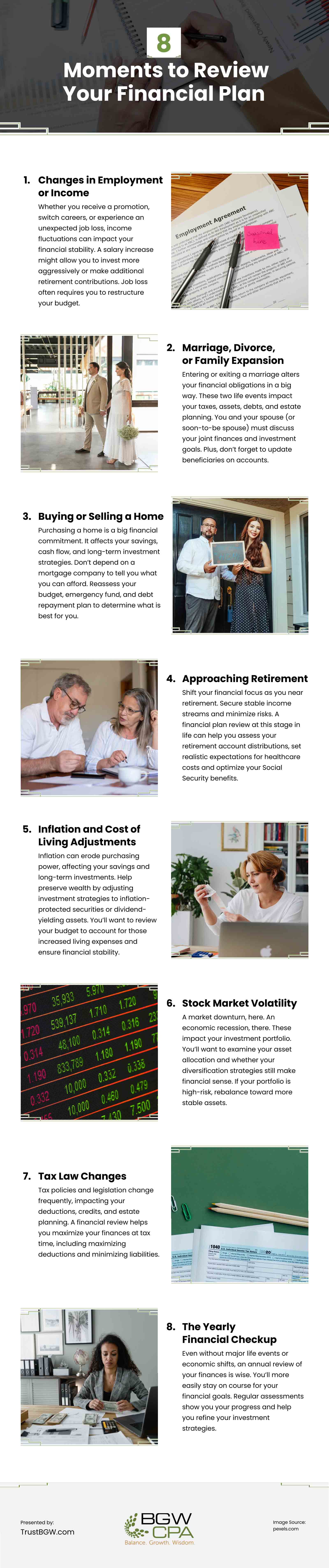 8 Moments to Review Your Financial Plan Infographic 8 Moments to Review Your Financial Plan Infographic