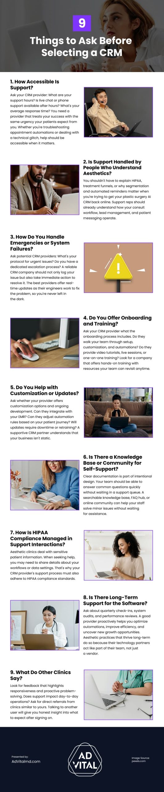 9 Things to Ask Before Selecting a CRM Infographic