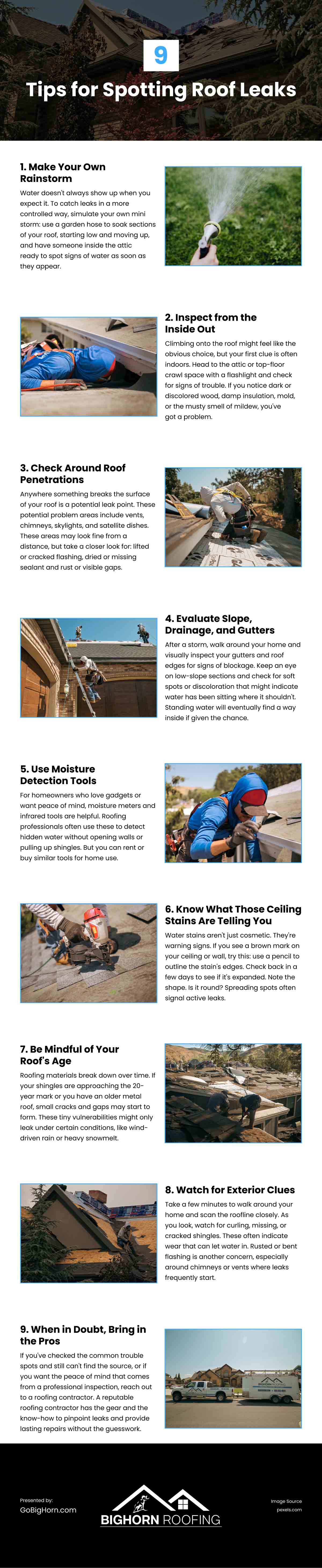 9 Tips for Spotting Roof Leaks Infographic 9 Tips for Spotting Roof Leaks Infographic