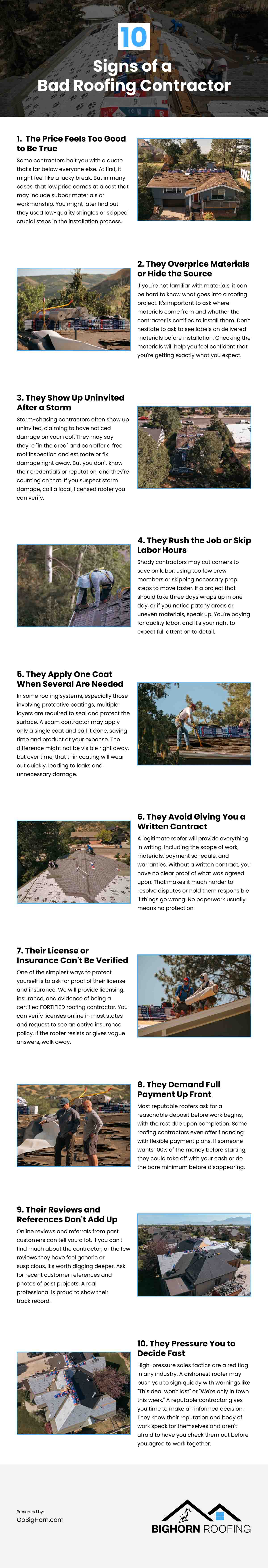 10 Signs of a Bad Roofing Contractor Infographic 10 Signs of a Bad Roofing Contractor Infographic