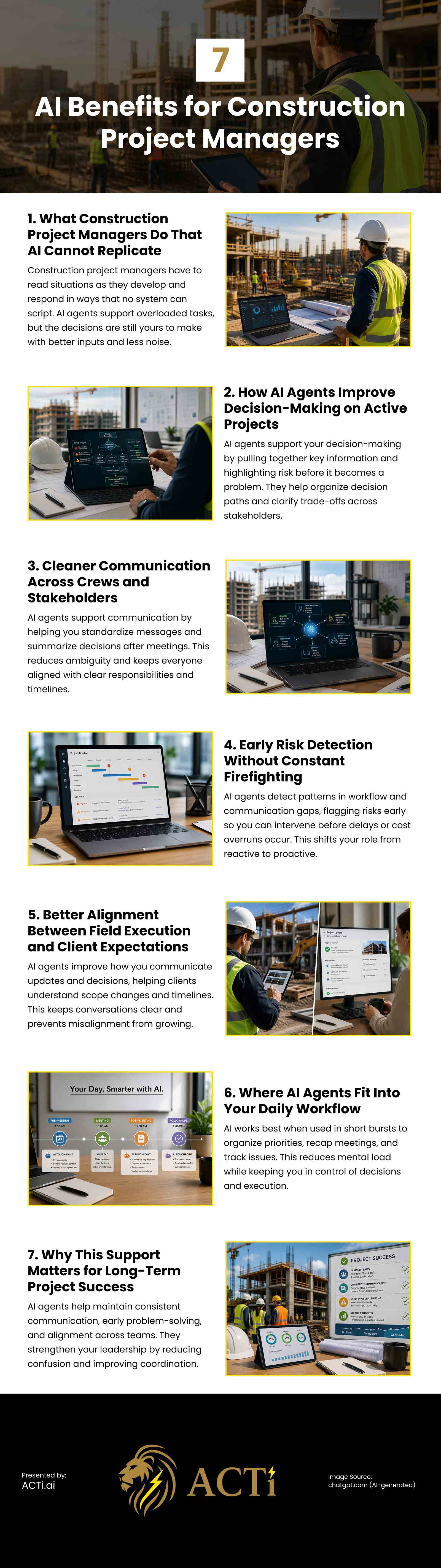 7 AI Benefits for Construction Project Managers Infographic